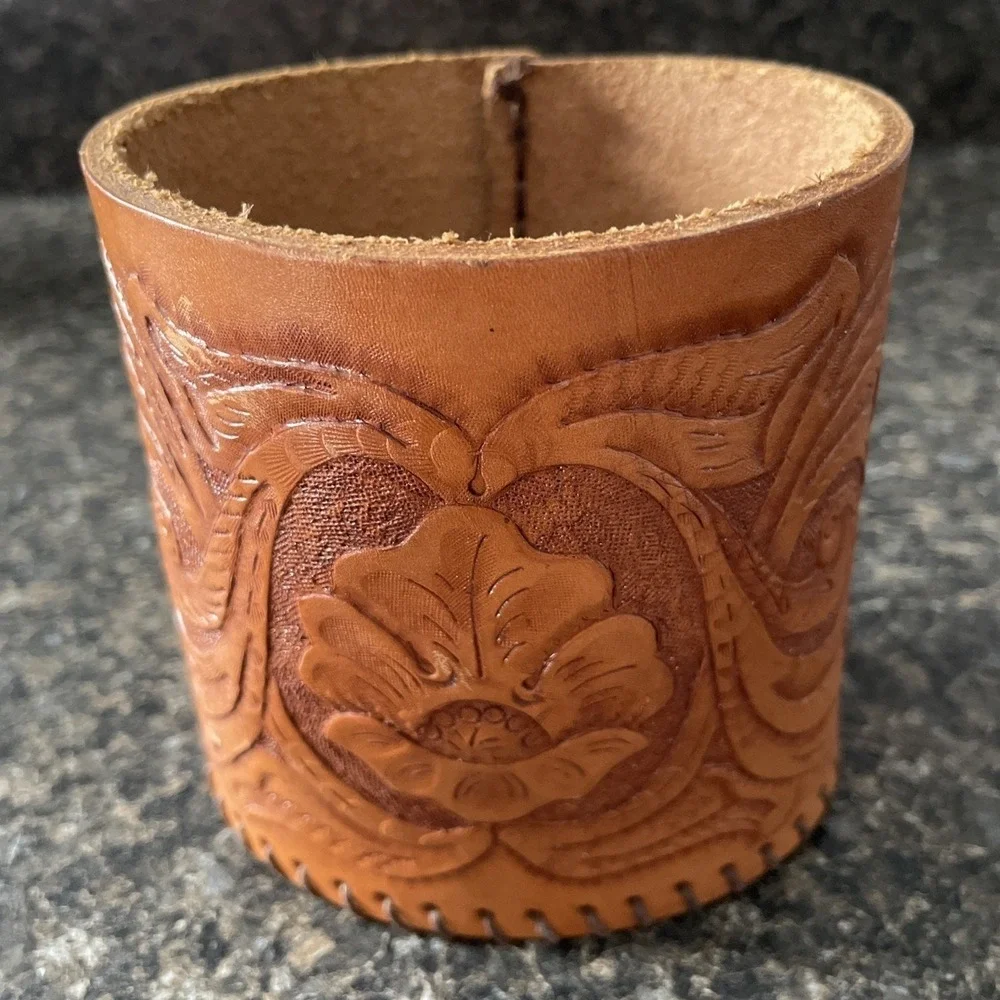Handmade Leather‎ Pen & Pencil Holder Desk Office Decor 4.5